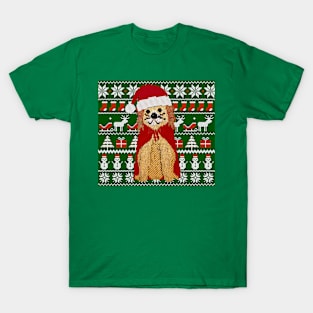 Knitted Dog Santa Claus Ugly Christmas Sweater Pattern Gift T-Shirt